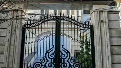 درب حیاط برش لیزری هندسی با الگوی مربعی مدرن