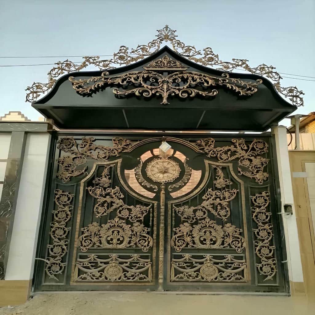 درب فرفورژه باغی ویلایی با رنگ کوره ای مات