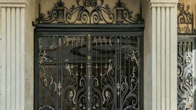 درب پارکینگ عریض دو لنگه با رنگ مشکی مات