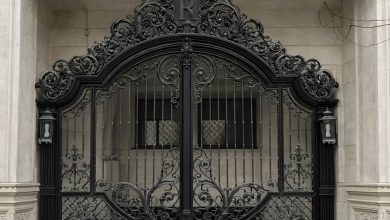 درب پارکینگ کتیبه دار کلاسیک با رنگ مشکی مات