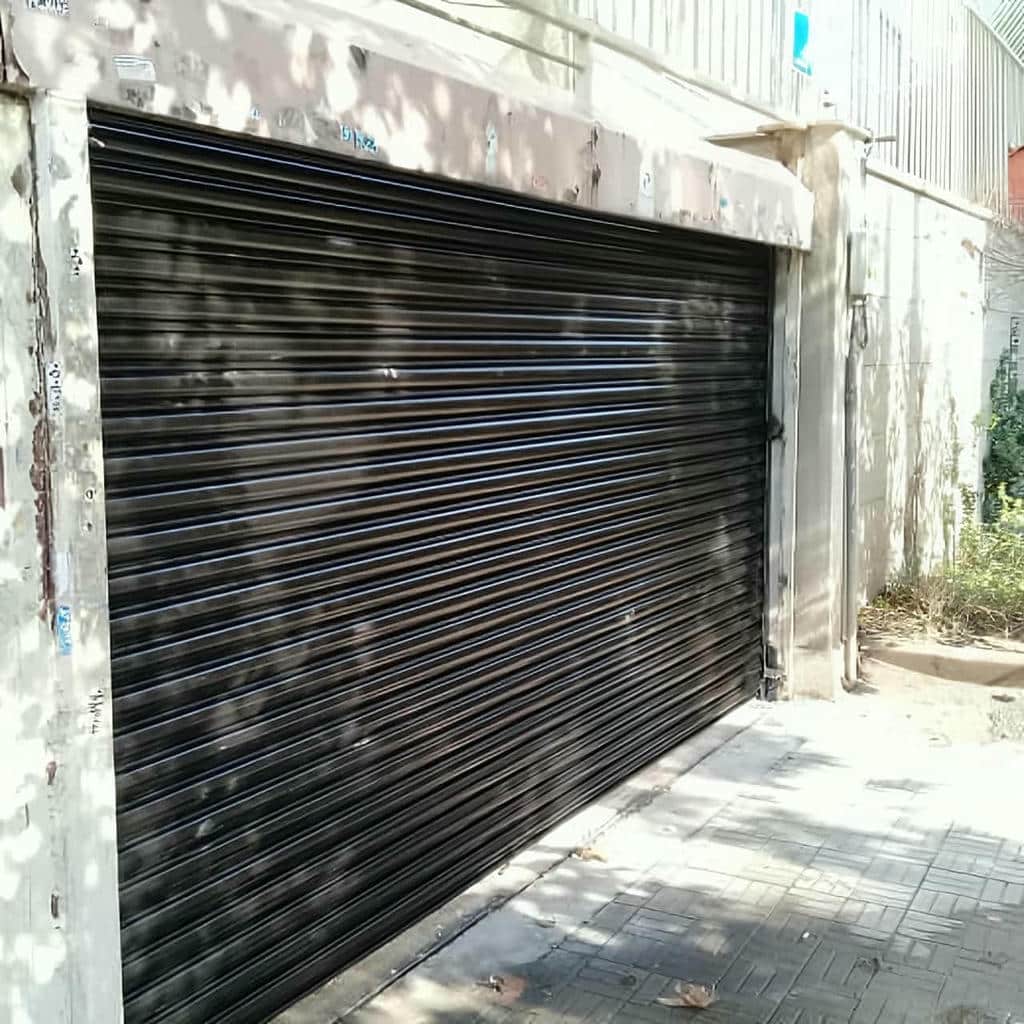کرکره پارکینگ نصب شده برای ورودی ساختمان نوساز کرکره پارکینگ نصب شده برای ورودی ساختمان نوساز