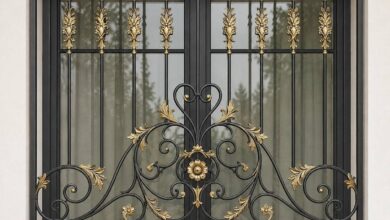 حفاظ پنجره فرفورژه مشکی برای امنیت مجتمع پرتردد