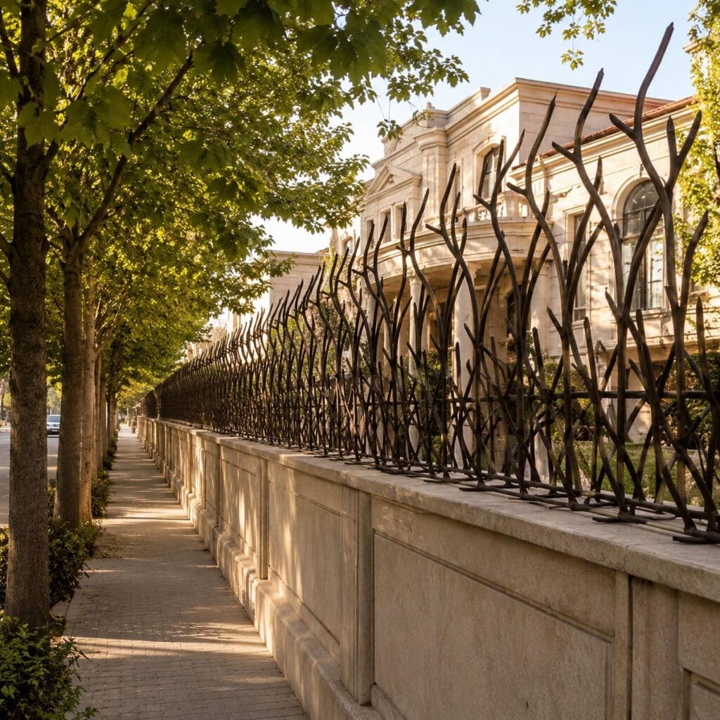 نرده دیوار حیاط با پوشش منظم برای امنیت نرده دیوار حیاط با پوشش منظم برای امنیت