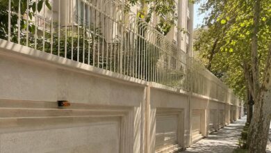 حفاظ روی دیوار حیاط آهنی با ساختار مناسب امنیت