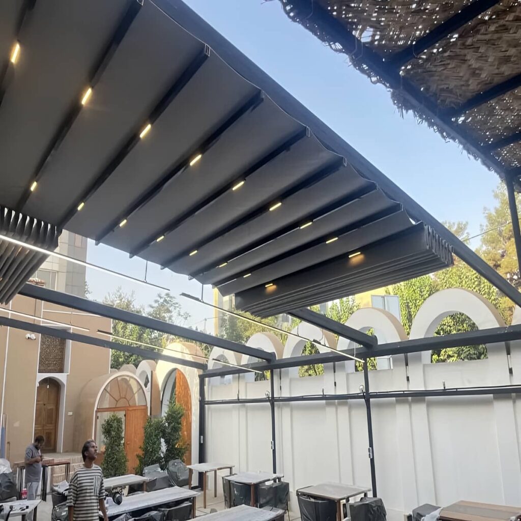 سایبان برقی رشت نمای تجاری مدرن