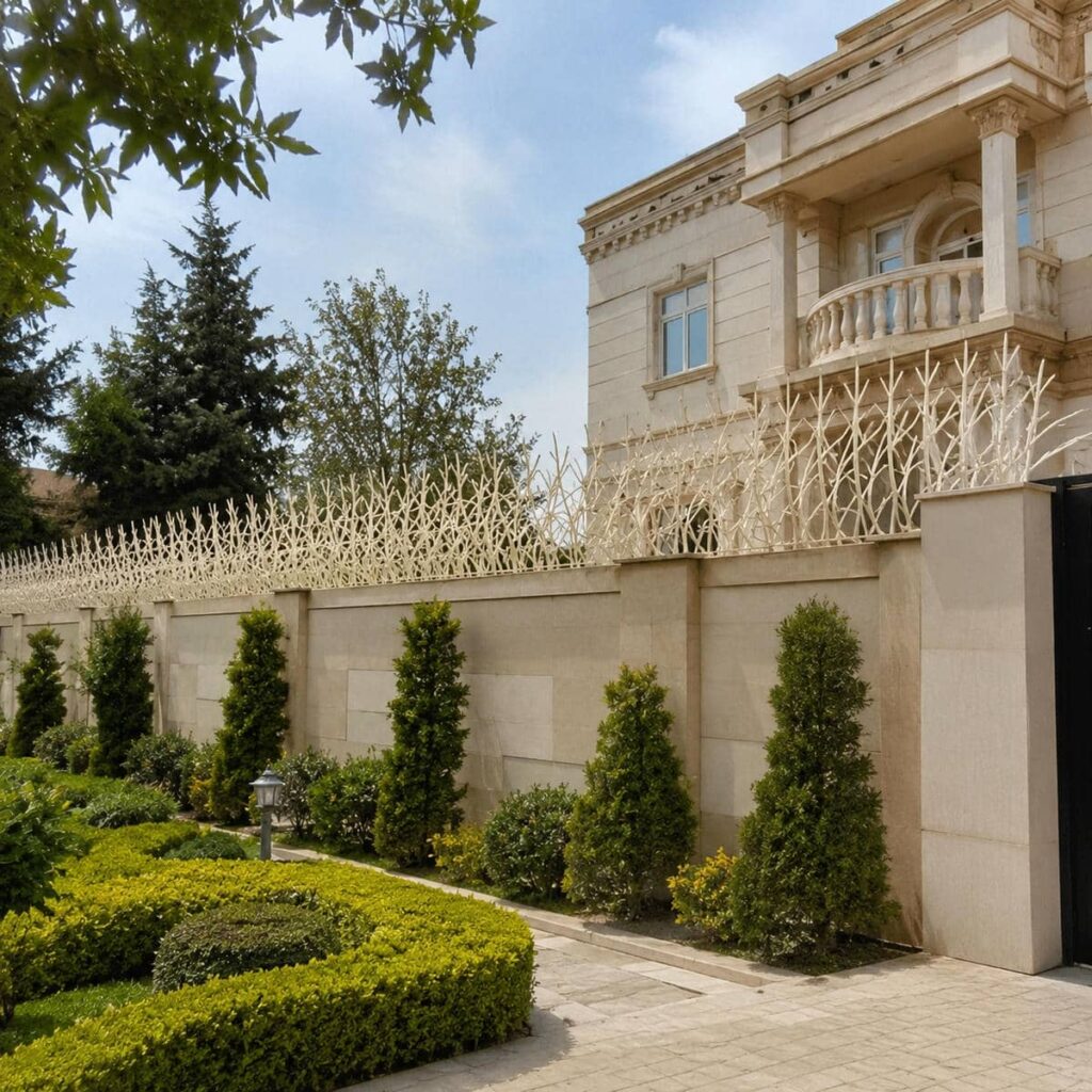 نرده روی دیوار ویلایی کرمان