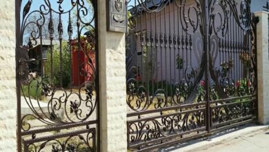 درب حیاط فلزی بیرجند با طراحی فرفورژه